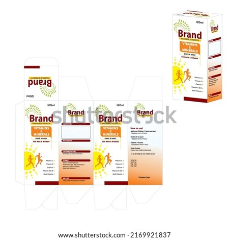 VITAMINS MINERALS Syrup packaging box Multi vitamin design