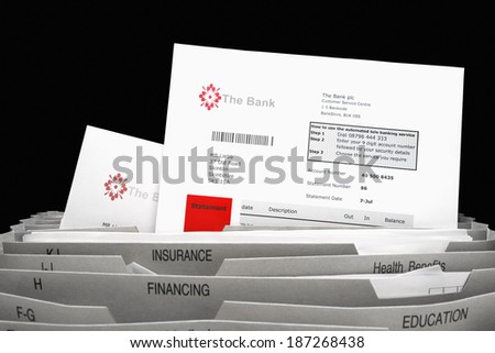 Home Filing Dividers with Bank Statement showing