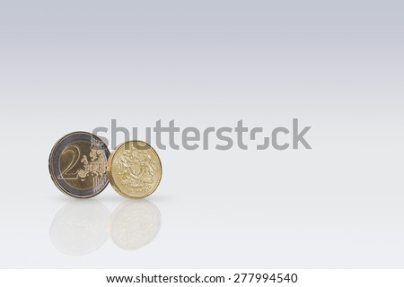 British One Pound coin And Two Euro coin