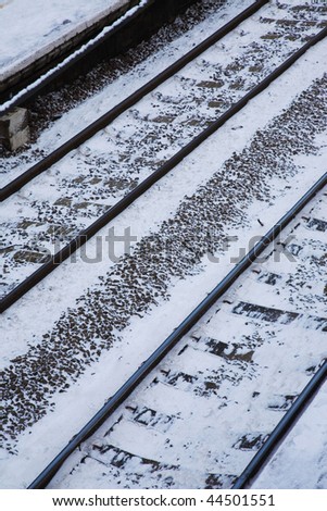 Essex january 2010 Close up of Snow covered Railway Track in England