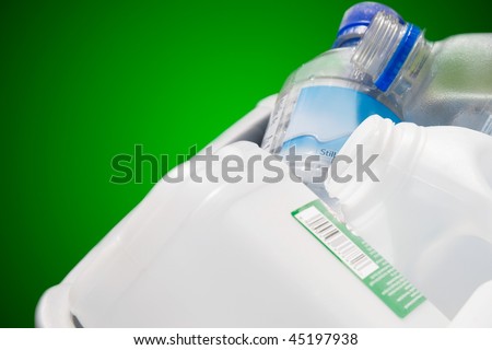 plastic bottles in a household recycle bin