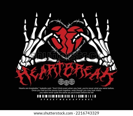 heartbreak vintage graphic design for creative clothing, for streetwear and urban style t-shirts design, hoodies, etc.