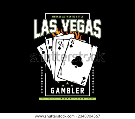 las vegas slogan typography with a card poker illustration in dripping style, for streetwear and urban style t-shirts design, hoodies, etc