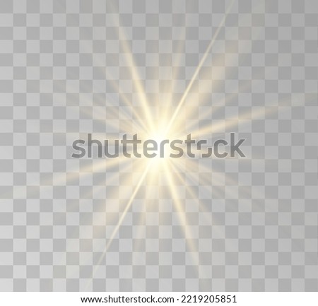 Transparent yellow sunlight special lens flash light effect. Front solar flare lenses	