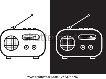 radio icon with two elements that unite each other. Suitable for the appearance of your product.