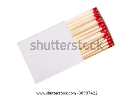 red matches in a white box isolated on a white background.