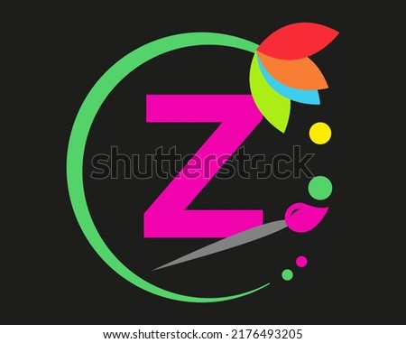 Z Letter Logo Design multiple Color with Round Frame.