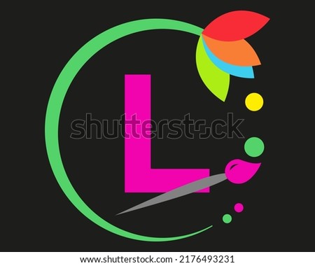 L Letter Logo Design multiple Color with Round Frame.