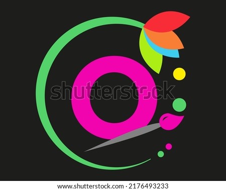 O Letter Logo Design multiple Color with Round Frame.