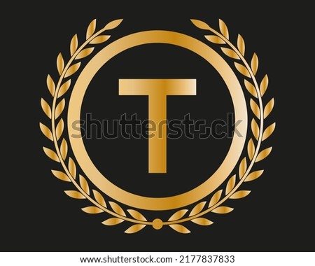 T Gold Letter Design Vector with Golden Luxury Colors and Monogram Design