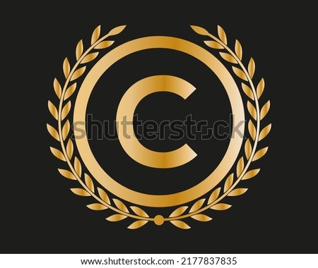 C Gold Letter Design Vector with Golden Luxury Colors and Monogram Design