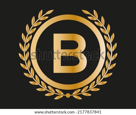 B Gold Letter Design Vector with Golden Luxury Colors and Monogram Design