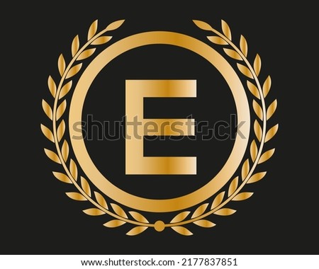E Gold Letter Design Vector with Golden Luxury Colors and Monogram Design