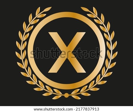 X Gold Letter Design Vector with Golden Luxury Colors and Monogram Design