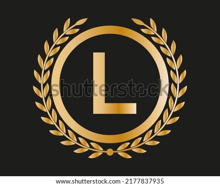 L Gold Letter Design Vector with Golden Luxury Colors and Monogram Design