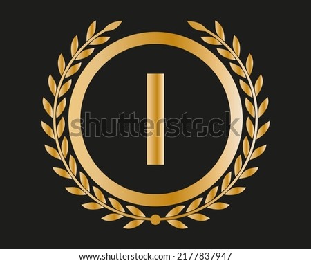 I Gold Letter Design Vector with Golden Luxury Colors and Monogram Design