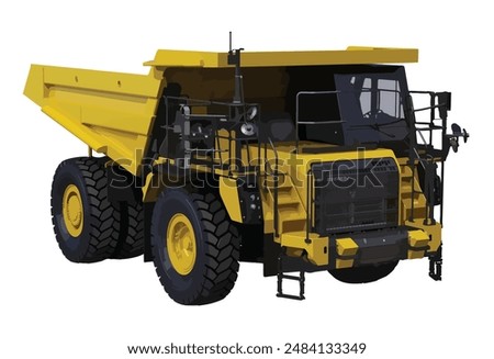 Big large huge dig dirt drag yellow front end land loader tractor icon logo sign dump truck or wheel white Heavy power for open pit mining earth drive work power mover iron scoop grade
