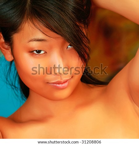 asian girl with bronzed skin