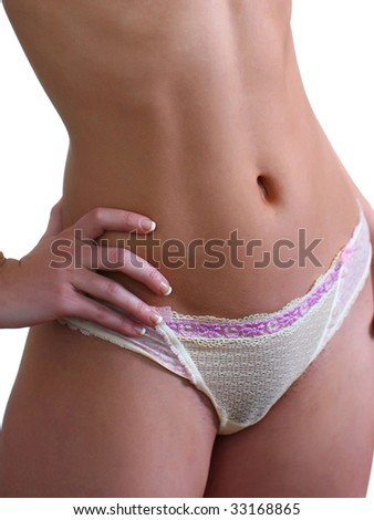 Young female slim body in underwear, isolated on a white background, please see some of my other parts of a body images