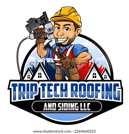 Roof Builder Repair Mascot Logo