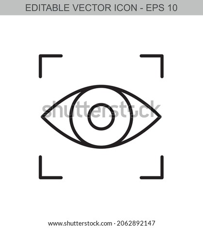 Eye Tracking sign. Editable stroke line icon. Vector illustration.