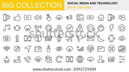 Social Media And Technology Big Collection Icon Set