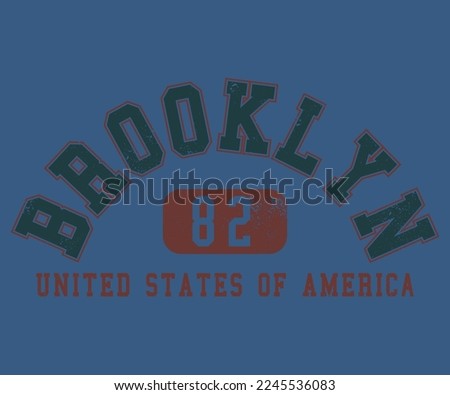 Brooklyn north Carolina slogan print state Vintage retro varsity   with college emblem for graphic tee t shirt or sweatshirt
