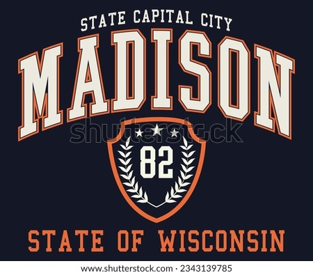 Retro college font typography Wisconsin Madison Slogan for tee - t shirt and sweatshirt - hoodie for print