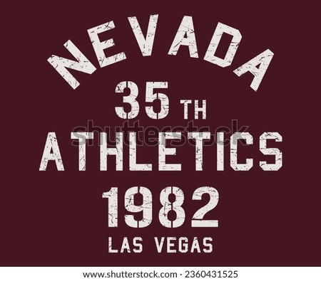 Nevada 35th Athletics Las Vegas typography varsity text Editable print for graphic tee t shirt or sweatshirt - Vector
