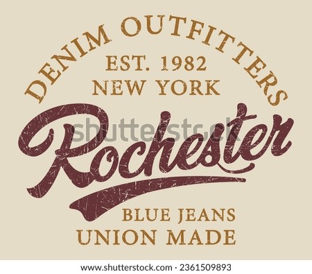 Denim Outfitters New York Rochester Editable print with grunge effect for graphic tee t shirt or sweatshirt - Vector 