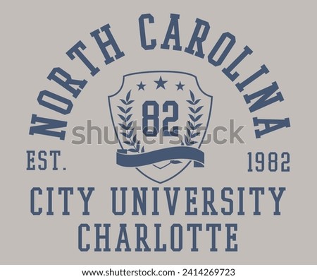 North Carolina City Varsity style graphic. Editable and ready to use for Tee Shirt, hoodie, and others