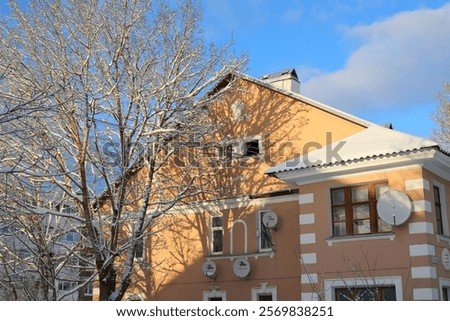 Similar – Image, Stock Photo Picturesque cityscape with blue sky on sunny day