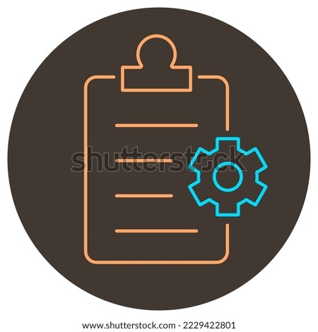Document setting line icon. Two color icon on round background
