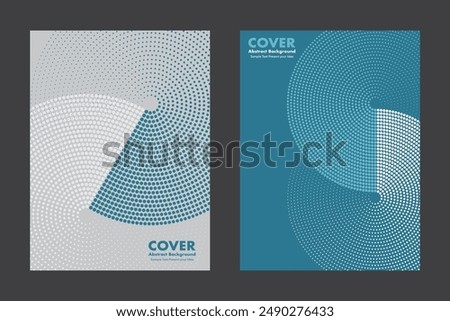 Modern vector geometric abstract background featuring an infinity symbol design and halftone dot pattern in blue tones. For cove, digital artwork, posters, annual report. Minimalist style.