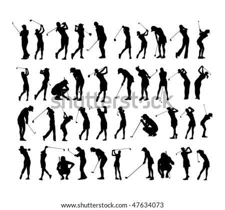 40 female golf poses silhouette