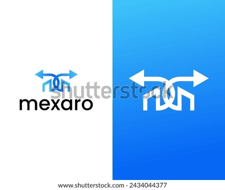 M two arrow icon logo design template