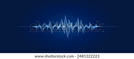 Sound wave abstract frequency illustration on dark blue background 