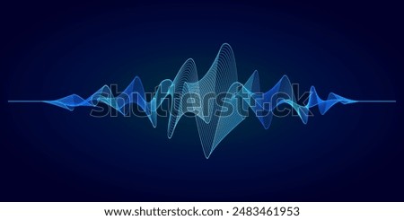 Soundwave frequency illustration glowing on dark blue  background