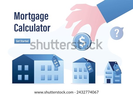House or mortgage affordability calculation, picking new home base on budget, income or lifestyle concept, businessman hand wisely think to picking different variant houses with price tag.