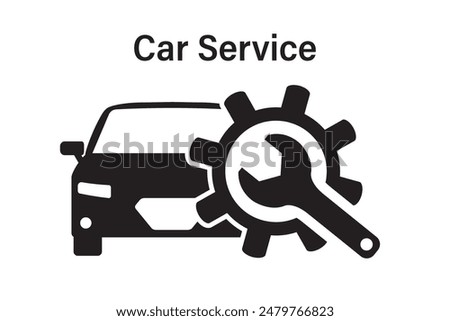 Car service icon. Car repair, gear and wrench outline icon in flat style. Elements of auto repair. Signs and symbols can be used for web, print, logo, mobile app or UI. vector illustration