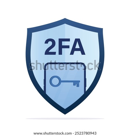 2FA icon, two factor verification password and login for user identity authentication, internet security. mobile phone, secure shield, key. Pictogram  isolate on white background. vector illustration