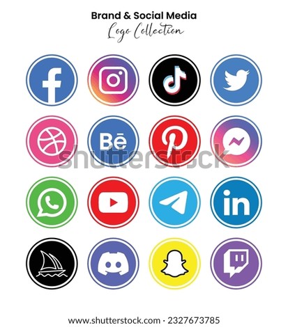 Popular social network symbols, social media logo icons collection