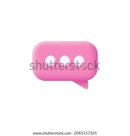 3d icon chat message in pink color on a white background. Concept of talk,dialogue, online support, messenger, discussion. Modern and trendy icon for web design. Vector in 3d style