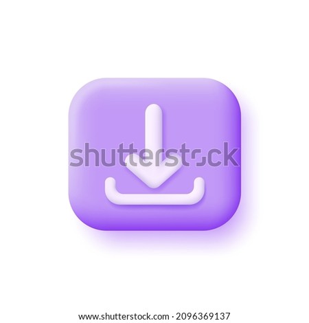 3d download icon isolated on white background. Load internet data symbol. Trendy and modern icon in 3d style for web design.