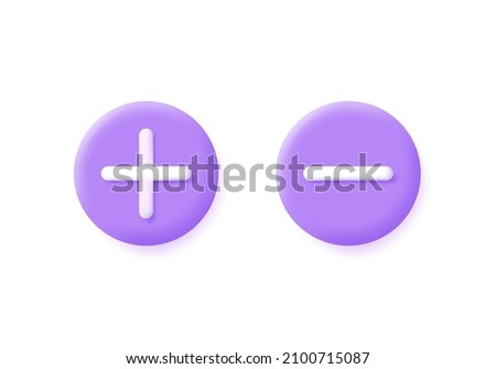 3d Plus and minuse icon isolated on white background. Trendy and modern vector in 3d style for web design. Can be used for many purposes.
