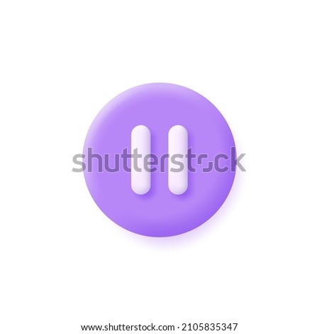 3d icon pause button isolated on white background. Stop sign. Trendy and modern vector in 3d style. Can be used for many purposes.