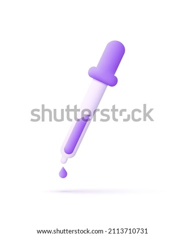3d dropper isolated on white background. Pipette icon. Medicine dropper. Trendy and modern vector in 3d style.