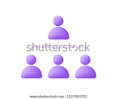 3d Hierarchy Icon isolated on white background. Enterprise management subordinate structure. Delegating, assignment, distribution. Business concept. Trendy and modern vector in 3d style.