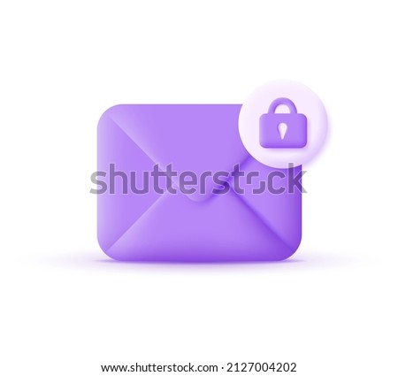 3d email protection icon isolated on white background. Mail security icon, lock mail, security envelope. Can be used for many purposes. Trendy and modern vector in 3d style.