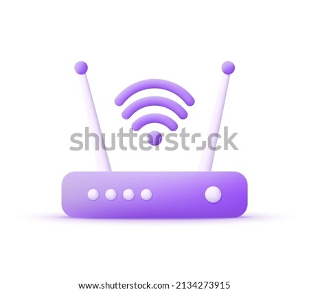 3D Internet Wifi Router isolated on white background. Wireless Modem, Wi-fi. Can be used for many purposes. Trendy and modern vector in 3d style.